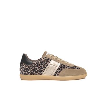 NeroGiardini T Toe Gumsole Laced Trainer - Beige Leopard Combi